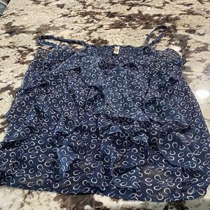 Xhilaration Navy Blue Camisole with White Pattern